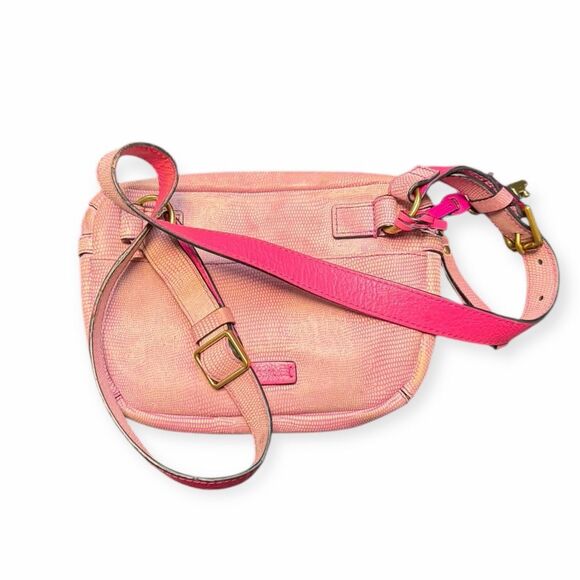 FOSSIL Women’s Pink Textured Leather Brenna Belt Bag Crossbody - Picture 3 of 6